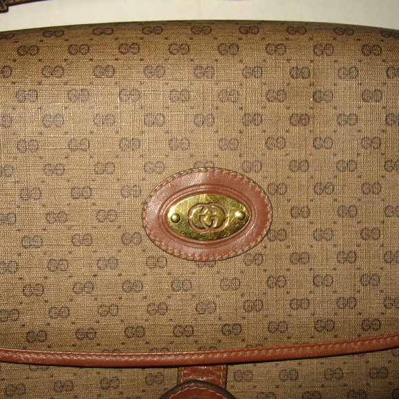 ❤️GUCCI Micro G Logo Print Brown Flap Crossbody Purse - Picture 5 of 14